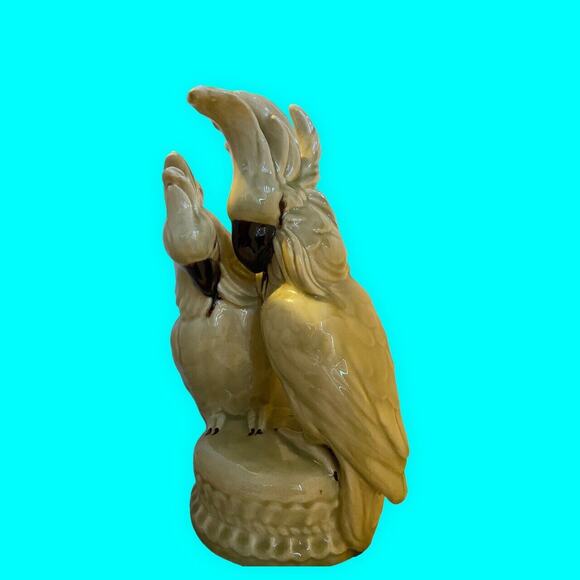 Vintage Cockatoo Lovebirds by Meiselman Imports Italy Light Green Glaze - Picture 12 of 14